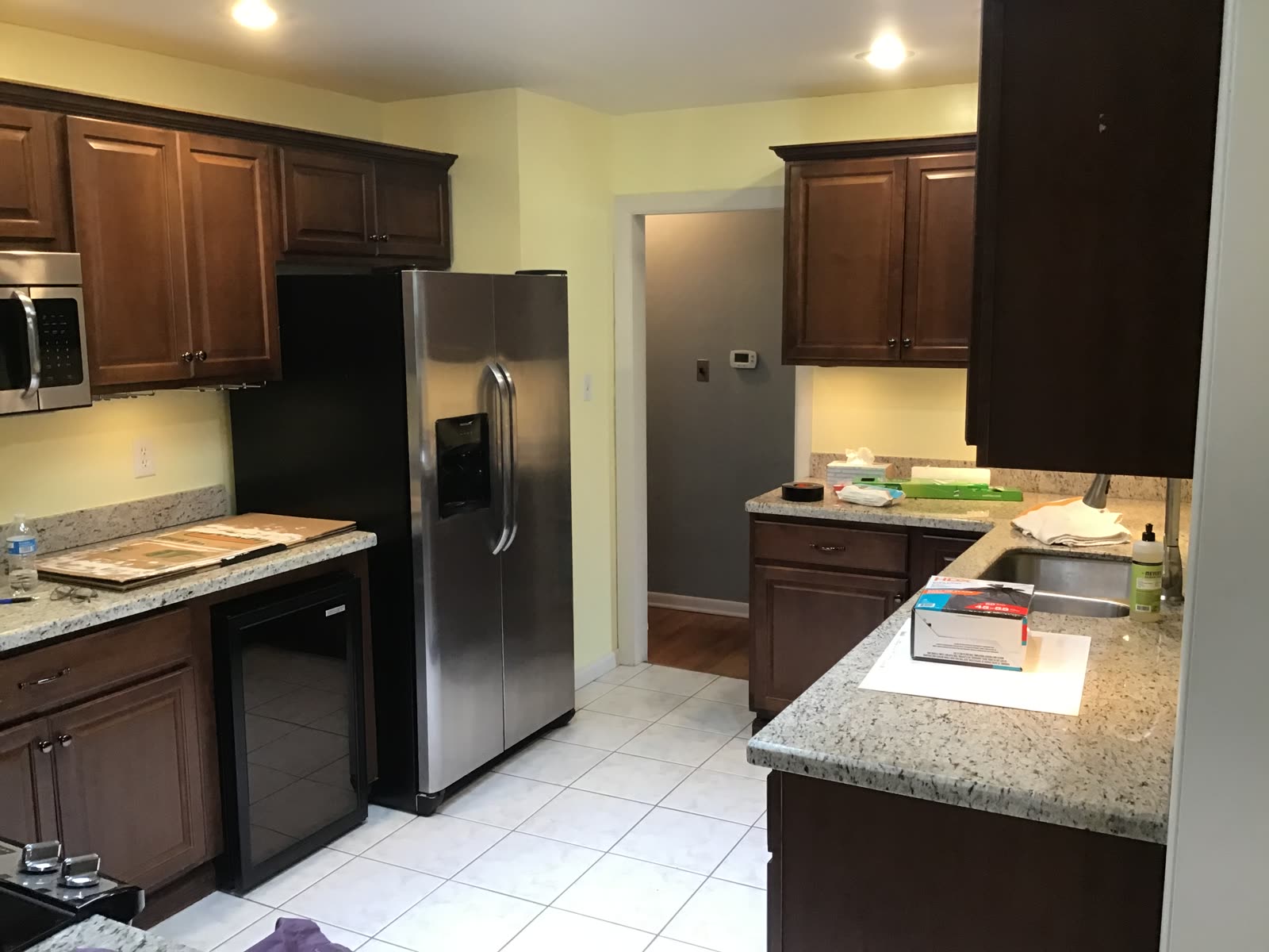 2107 kitchen before, dark cherry cabinets